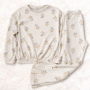 Jessica Simpson Girls Floral Ribbed Lounge Set Top Pants Size 7/8